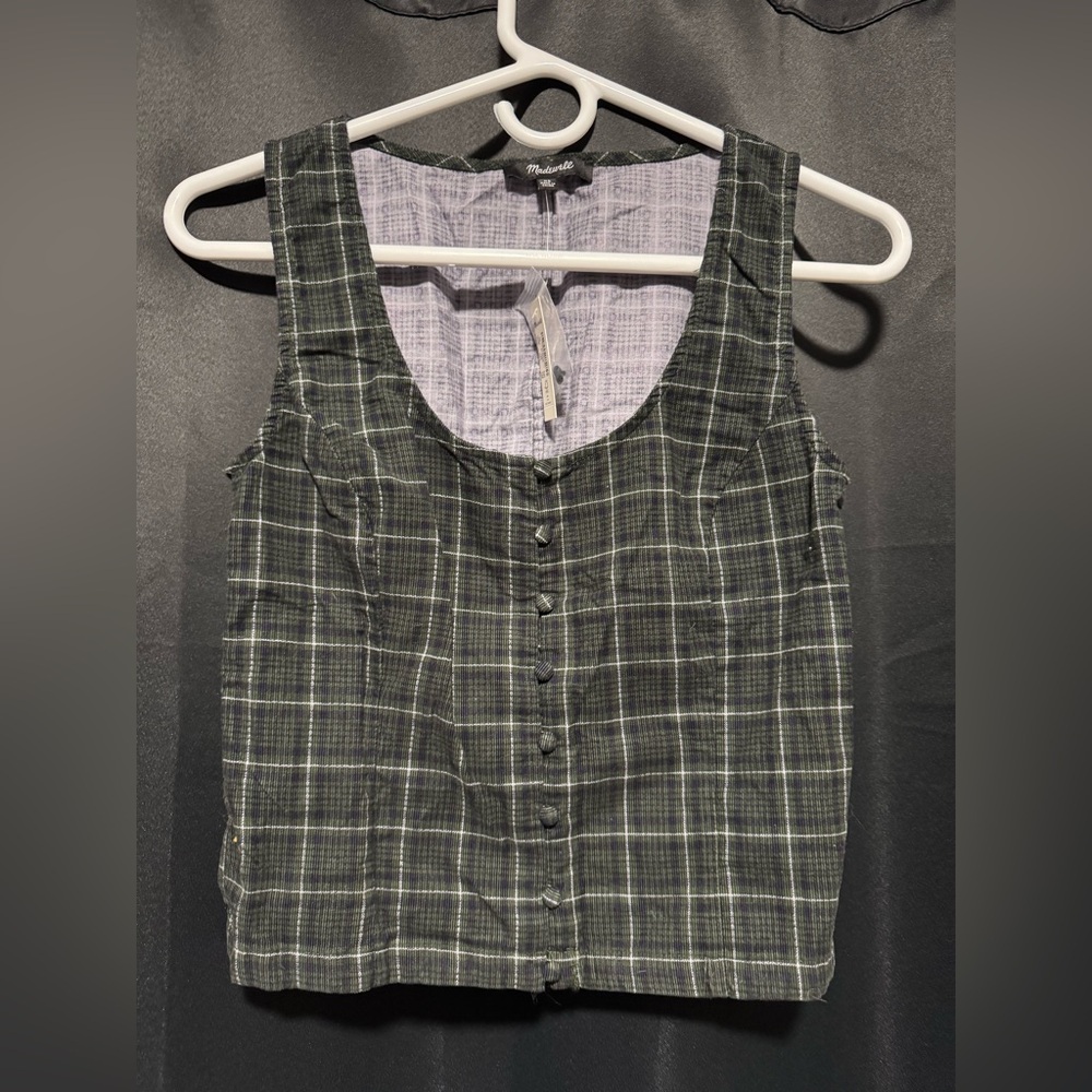 Madewell Plaid Sleeveless Top Size XS